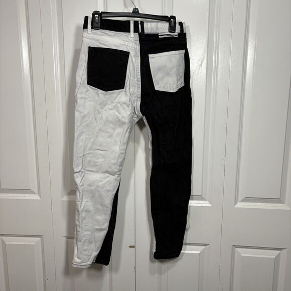 Revice Two Tone Jeans Women 29 Black White High Rise Y2K Contrast Streetwear - Picture 2 of 9